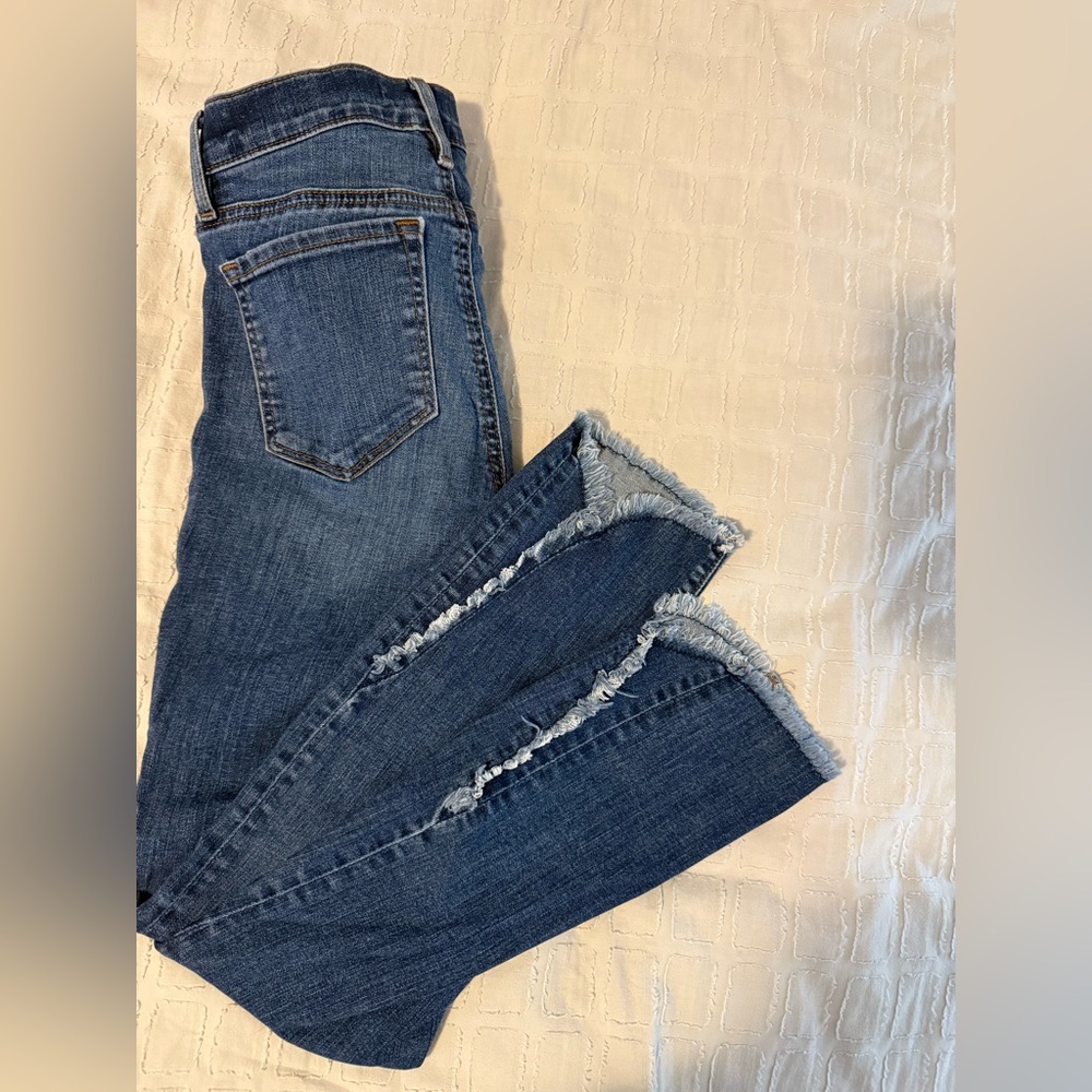 LOFT Frayed Hem Blue Flare Jeans